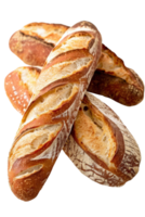 Freshly Baked Artisanal Bread Sticks with Golden Crust and Unique Cuts on Rustic Background png