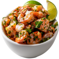 Fresh Shrimp Ceviche with Lime and Herbs in a White Bowl Ready for Serving and Enjoying at a Summery Meal png