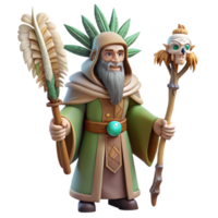 stunning abstract A wise druid, with a staff adorned with feathers and bones, performing a ritual in a sacred grove. Art style Celtic Art high resolution png