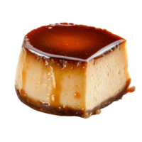 Creamy caramel flan dessert on a white background with rich golden syrup glaze, delicious and indulgent treat for any occasion png