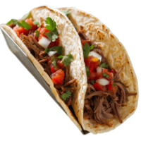Delicious and Flavorful Beef Tacos with Fresh Salsa and Cilantro on a White Background for Culinary Inspiration png