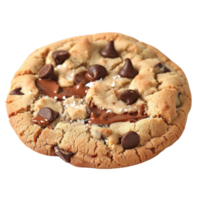 Freshly Baked Chocolate Chip Cookie with Melting Chocolate and Sea Salt on Top, Perfect for Dessert Lovers png