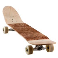 Unique Wooden Skateboard with Smooth Wheels and Natural Finish for Extreme Sports Enthusiasts and Creative Designs png