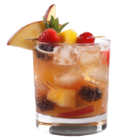 Refreshing Fruit Cocktail with Ice and Garnish in a Glass with Colorful Berries and Fresh Fruits png