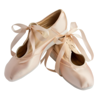 Elegant Pink Ballet Shoes Tied with Satin Ribbons on a White Background Perfect for Dance and Performance Themes png