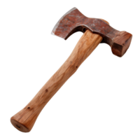 Rustic axe with wooden handle showcasing weathered metal blade and grainy texture png