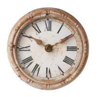 Vintage Wall Clock with Roman Numerals Displaying Time on a Textured White Background png