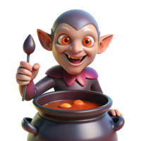 serene contemporary A cunning imp, with pointed ears and a mischievous grin, stirring a cauldron of bubbling liquid. Art style Gothic high resolution png