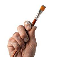 Hand Holding Paintbrush for Creative Art and Design Projects in Bright Artistic Environment png