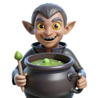 wonderful abstract A cunning imp, with pointed ears and a mischievous grin, stirring a cauldron of bubbling liquid. Art style Gothic 4K png