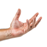 Close-Up of a Right Human Hand Reaching Out Palm Up in Isolated White Background png