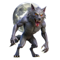 serene vintage A fierce werewolf, bathed in the silver light of the full moon. Art style Horror professional png