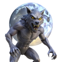 impressive classic A fierce werewolf, bathed in the silver light of the full moon. Art style Horror premium png