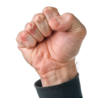 Close-Up of a Human Hand with a Bold Fist Gesture Against a Plain Background for Conceptual Use png