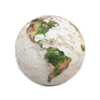 Global Network Representation with Earth Map and Interconnected Lines Showing Data Flow png