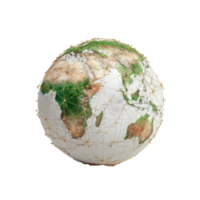 3D Model of Earth Surrounded by Geometric Network Lines Symbolizing Global Connectivity png