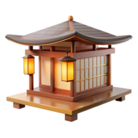 impressive rustic A minimalist Japanese teahouse, natural wood and paper screens, soft diffuse lighting, rendered in a watercolor style high quality png