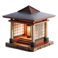 extraordinary rustic A minimalist Japanese teahouse, natural wood and paper screens, soft diffuse lighting, rendered in a watercolor style authentic png