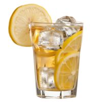 Refreshing Lemonade with Ice and Fresh Lemon Slices in a Clear Glass png