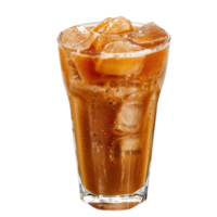 Refreshing Iced Beverage with Ice Cubes in Clear Glass for Summer Refreshment Sitting on Table png