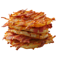 Crispy Potato Cakes with Bacon Layered Deliciousness for Breakfast or Snack Time png