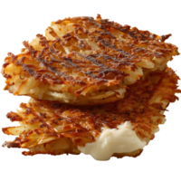 Crispy Potato Hash Browns Served with Creamy Sauce on a White Background png