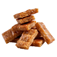 Stack of Crunchy Almond Bars with a Golden Brown Color and Texture on White Background png