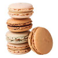 Assorted French Macarons Stacked on Each Other in Elegant Presentation on White Background png