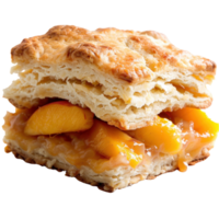 Flaky Biscuit Layer with Juicy Peach Filling on a White Background for Culinary Delight png