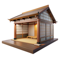 vibrant minimalist A traditional Japanese house with a tatami mat interior, shoji screens and simple furnishings, soft natural light, rendered in a minimalist style genuine png