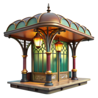 wonderful rustic An Art Nouveau metro station, ornate ironwork and colorful tiles, warm incandescent lighting, rendered in a vintage style genuine png