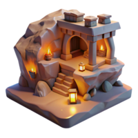 serene artistic A subterranean dwelling carved into a cliff face, warm firelight and rough-hewn walls, cozy, intimate lighting, rendered in a fantasy style high quality png