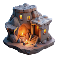 magnificent modern A subterranean dwelling carved into a cliff face, warm firelight and rough-hewn walls, cozy, intimate lighting, rendered in a fantasy style authentic png