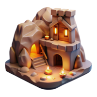 elegant modern A subterranean dwelling carved into a cliff face, warm firelight and rough-hewn walls, cozy, intimate lighting, rendered in a fantasy style exclusive png