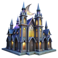 extraordinary creative A towering gothic skyscraper, intricate gargoyles and stained glass windows, illuminated by a soft moonlight, art nouveau style detailed png