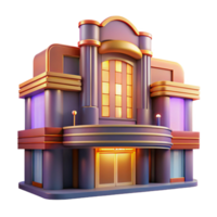extraordinary minimalist An Art Deco cinema with geometric facade and neon signage, a warm, inviting glow emanates from within, cinematic lighting style original png