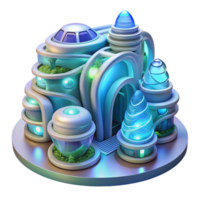 extraordinary minimalist A futuristic, bioluminescent apartment complex with swirling, organic lines, bathed in a cool, ethereal glow, digital art style exclusive png