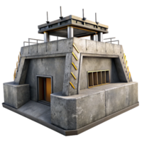 beautiful minimalist A Brutalist concrete bunker with sharp edges and exposed rebar, harsh, industrial lighting, dystopian style 4K png