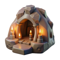 magnificent creative A subterranean dwelling carved into a rock face, soft, flickering candlelight, fantasy art style high resolution png