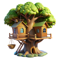 dramatic vintage A treehouse built into the branches of a giant sequoia, dappled sunlight filters through the leaves, fantasy art style 4K png