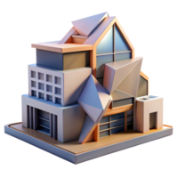 vibrant traditional A Deconstructivist building with fragmented forms and distorted angles, sharp, contrasting lighting, postmodern style 4K png