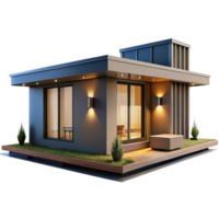 impressive rustic A Prefabricated modular home with sleek, modern design, customizable lighting, contemporary style high quality png