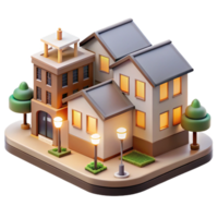 beautiful traditional A Co-housing community with shared spaces and private dwellings, warm, community-focused lighting, sustainable architecture style 4K png