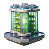 magnificent creative A Vertical farm skyscraper with integrated hydroponic systems, bright, artificial lighting, futuristic architecture style premium png