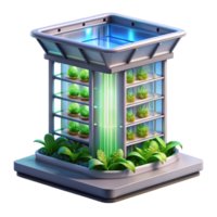 beautiful creative A Vertical farm skyscraper with integrated hydroponic systems, bright, artificial lighting, futuristic architecture style high resolution png