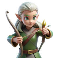 wonderful rustic A graceful elf with pointed ears and long, flowing hair, wielding a bow and arrow, illuminated by dappled sunlight. Art style realistic fantasy art exclusive png