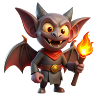 elegant artistic A mischievous imp with bat wings and a wicked grin, holding a glowing ember, illuminated by flickering firelight. Art style dark fantasy illustration high quality png