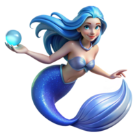 extraordinary vintage A beautiful mermaid with flowing blue hair and a shimmering tail, holding a pearl, illuminated by underwater sunlight. Art style fantasy illustration high resolution png