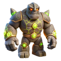 beautiful traditional A powerful golem made of stone, animated by magic, illuminated by glowing runes. Art style fantasy creature art authentic png