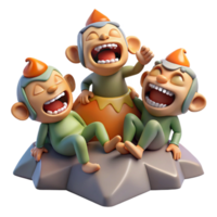 wonderful contemporary A group of mischievous imps playing pranks on a sleeping giant. Fantasy art style with humorous, exaggerated expressions genuine png